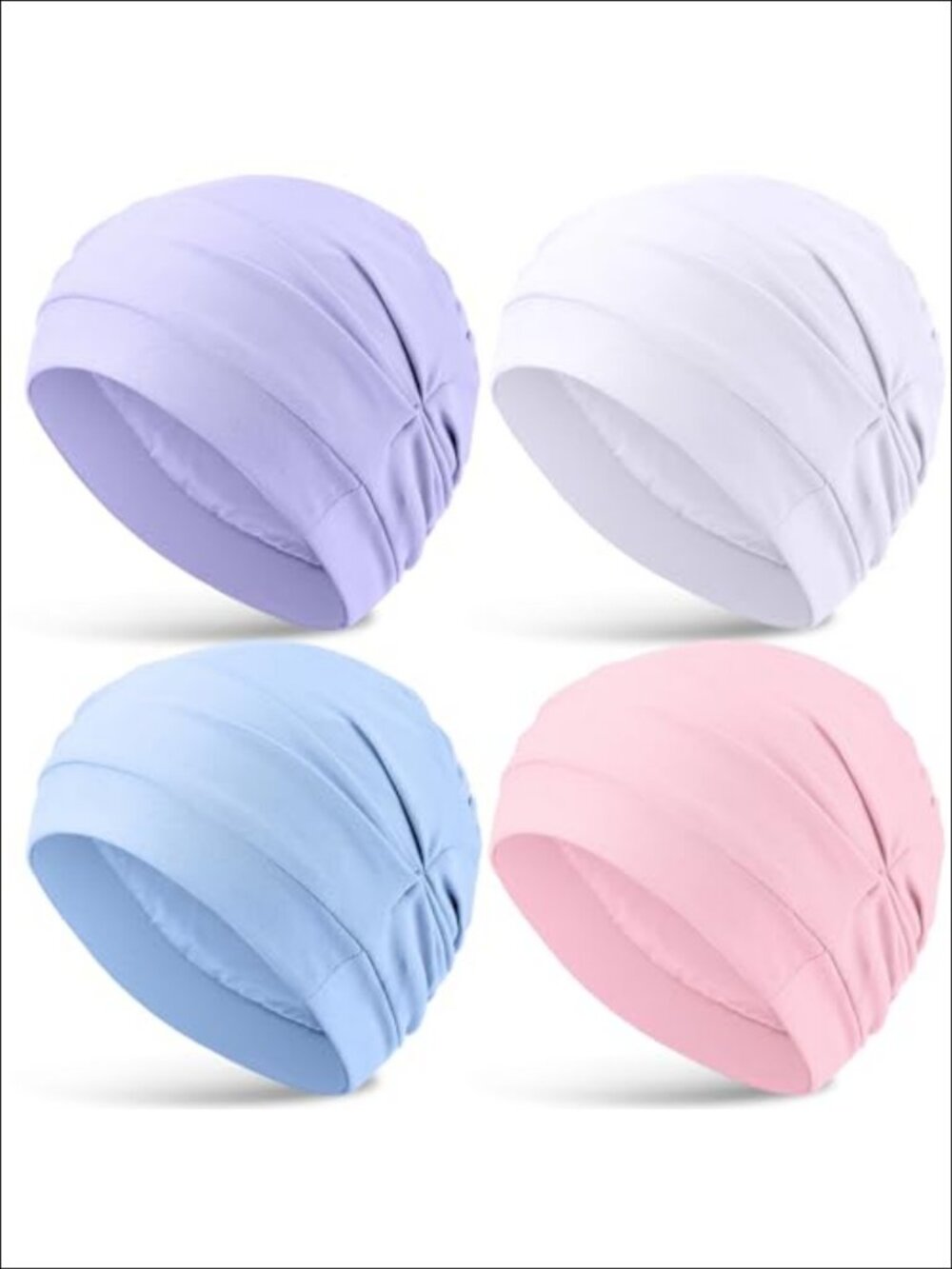 4 Pc Satin Lined Sleep Bonnet Cap for Women Breathable Lightweight Hair Wrap